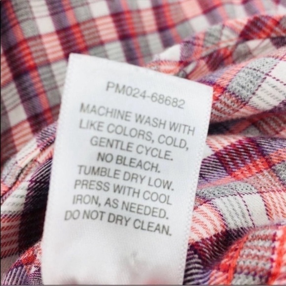 PENDLETON Red and White Checkered Plaid Long Sleeve Button Up Shirt Small PETITE - Picture 7 of 7